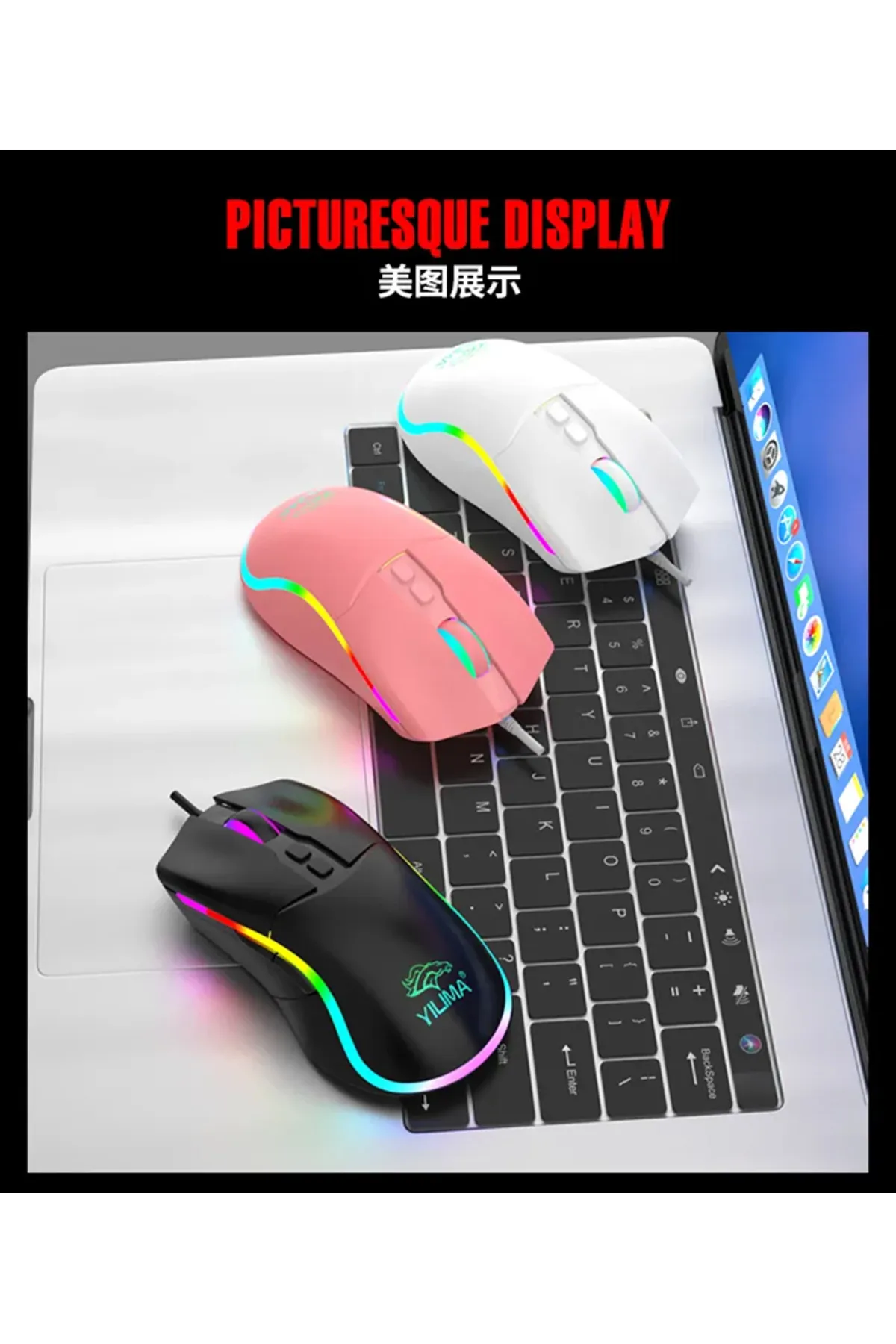 BİLİŞİM BURADA QS-301 PEMBE 7200 DPI OYUNCU MOUSE